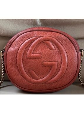 Authentic Gucci Soho Disco Nubuck Leather Chain Mini Crossbody Bag